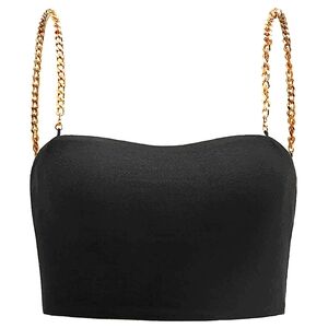 GOLD CHAIN LINK STRAP CROP TOP